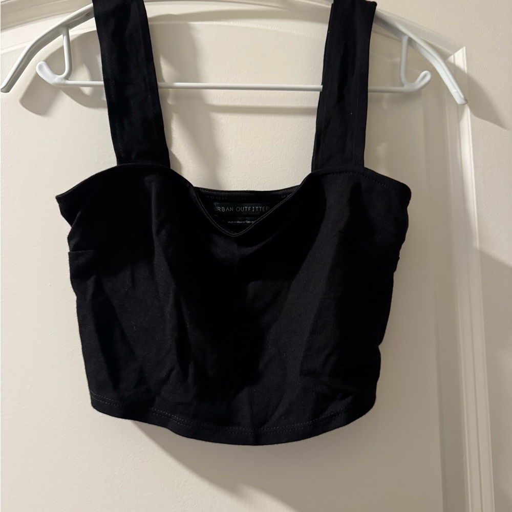 Urban Outfitters Black Fitted Crop Tank Top